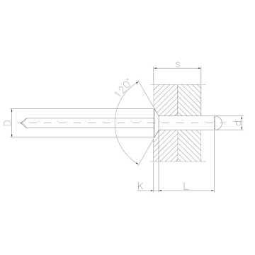 Einseitiger Niet mit Kern (Breakaway) Standard mit Senkkopf A2/A2 INOX