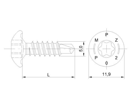 Wkręt samowiercący typu Panhead - zdolność przewiercenia 2 x 1,25 mm