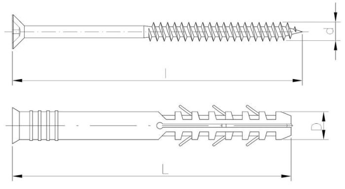 Rahmendübel mit Senkkopf-Spanplattenschraube LongSapce