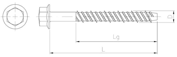 Betonschraube mit Sechskantkopf - verzinkt